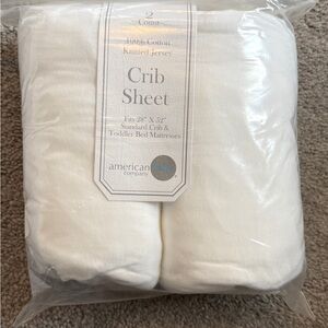 Two White Cotton Crib Sheets Bedding